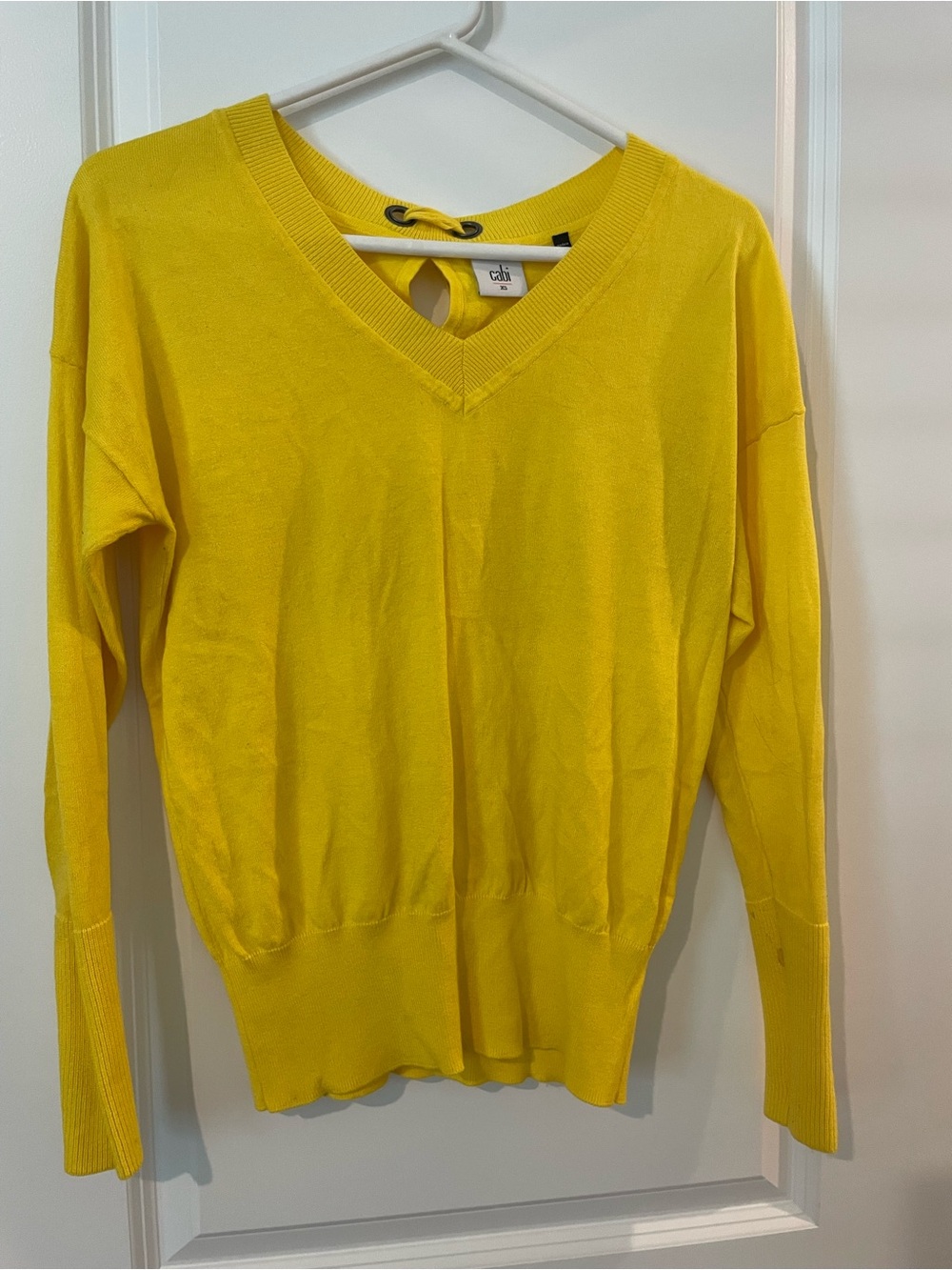 CAbi Canary Yellow V-Neck Sweater